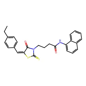 4-[(5Z)-5-(4-ethylbenzylidene)-4-oxo-2-thioxo-1,3-thiazolidin-3-yl]-N-(naphthalen-1-yl)butanamide structure