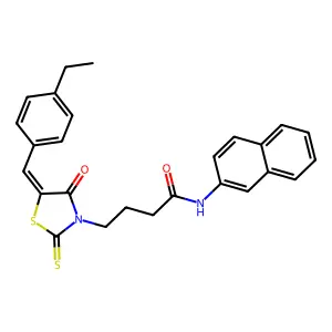 4-[(5Z)-5-(4-ethylbenzylidene)-4-oxo-2-thioxo-1,3-thiazolidin-3-yl]-N-(naphthalen-2-yl)butanamide structure