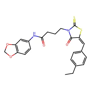 N-(1,3-benzodioxol-5-yl)-4-[(5Z)-5-(4-ethylbenzylidene)-4-oxo-2-thioxo-1,3-thiazolidin-3-yl]butanamide structure