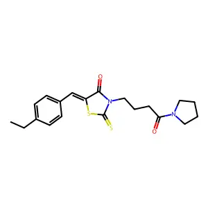 (5Z)-5-(4-ethylbenzylidene)-3-[4-oxo-4-(pyrrolidin-1-yl)butyl]-2-thioxo-1,3-thiazolidin-4-one structure