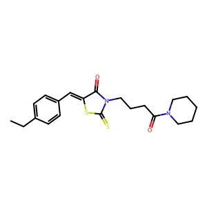 (5Z)-5-(4-ethylbenzylidene)-3-[4-oxo-4-(piperidin-1-yl)butyl]-2-thioxo-1,3-thiazolidin-4-one structure