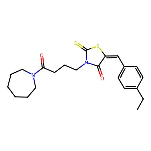 (5Z)-3-[4-(azepan-1-yl)-4-oxobutyl]-5-(4-ethylbenzylidene)-2-thioxo-1,3-thiazolidin-4-one structure