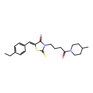 (5Z)-5-(4-ethylbenzylidene)-3-[4-(4-methylpiperidin-1-yl)-4-oxobutyl]-2-thioxo-1,3-thiazolidin-4-one structure