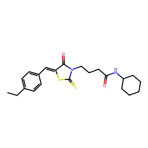 (Z)-N-cyclohexyl-4-(5-(4-ethylbenzylidene)-4-oxo-2-thioxothiazolidin-3-yl)butanamide structure