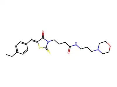 4-[(5Z)-5-(4-ethylbenzylidene)-4-oxo-2-thioxo-1,3-thiazolidin-3-yl]-N-[3-(morpholin-4-yl)propyl]butanamide structure