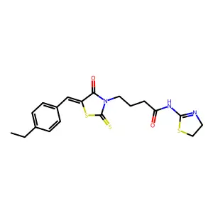 N-(4,5-dihydro-1,3-thiazol-2-yl)-4-[(5Z)-5-(4-ethylbenzylidene)-4-oxo-2-thioxo-1,3-thiazolidin-3-yl]butanamide structure
