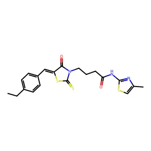 4-[(5Z)-5-(4-ethylbenzylidene)-4-oxo-2-thioxo-1,3-thiazolidin-3-yl]-N-(4-methyl-1,3-thiazol-2-yl)butanamide structure