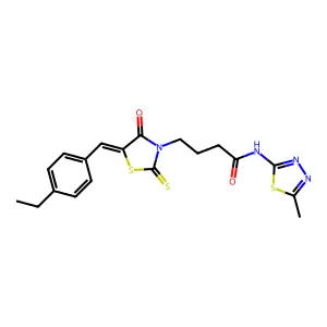 4-[(5Z)-5-(4-ethylbenzylidene)-4-oxo-2-thioxo-1,3-thiazolidin-3-yl]-N-(5-methyl-1,3,4-thiadiazol-2-yl)butanamide structure