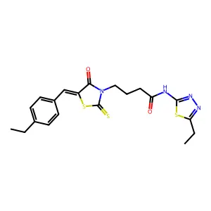 4-[(5Z)-5-[(4-ethylphenyl)methylidene]-4-oxo-2-sulfanylidene-1,3-thiazolidin-3-yl]-N-(5-ethyl-1,3,4-thiadiazol-2-yl)butanamide structure