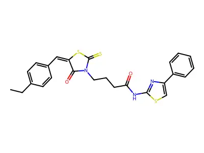 (Z)-4-(5-(4-ethylbenzylidene)-4-oxo-2-thioxothiazolidin-3-yl)-N-(4-phenylthiazol-2-yl)butanamide structure