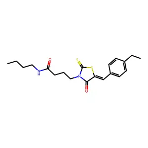 N-butyl-4-[(5Z)-5-(4-ethylbenzylidene)-4-oxo-2-thioxo-1,3-thiazolidin-3-yl]butanamide structure
