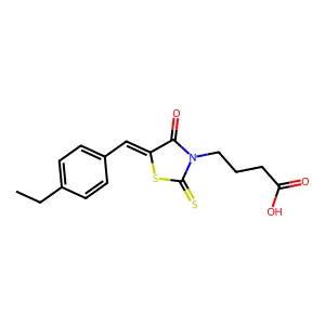 4-[(5Z)-5-[(4-ethylphenyl)methylidene]-4-oxo-2-sulfanylidene-1,3-thiazolidin-3-yl]butanoic acid structure