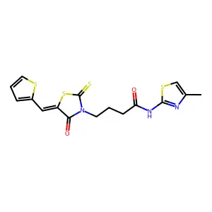 N-(4-methyl-1,3-thiazol-2-yl)-4-[(5E)-4-oxo-2-sulfanylidene-5-(thiophen-2-ylmethylidene)-1,3-thiazolidin-3-yl]butanamide structure