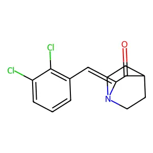 (2E)-2-(2,3-dichlorobenzylidene)-1-azabicyclo[2.2.2]octan-3-one structure
