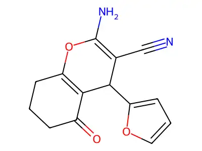 2-Amino-4-(2-furanyl)-5,6,7,8-tetrahydro-5-oxo-4H-1-benzopyran-3-carbonitrile structure