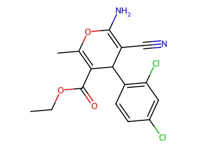 ethyl 6-amino-5-cyano-4-(2,4-dichlorophenyl)-2-methyl-4H-pyran-3-carboxylate structure