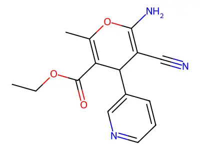 ethyl 6-amino-5-cyano-2-methyl-4-pyridin-3-yl-4H-pyran-3-carboxylate structure