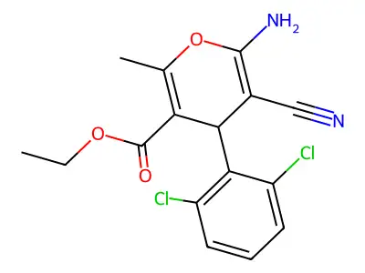 ethyl 6-amino-5-cyano-4-(2,6-dichlorophenyl)-2-methyl-4H-pyran-3-carboxylate structure