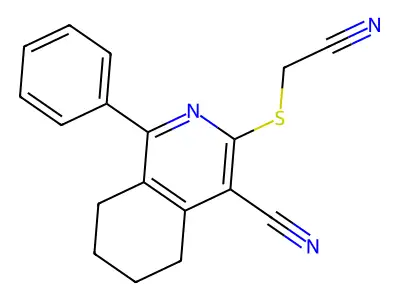 3-[(Cyanomethyl)sulfanyl]-1-phenyl-5,6,7,8-tetrahydro-4-isoquinolinecarbonitrile structure