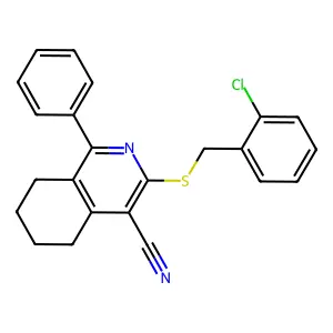3-[(2-chlorobenzyl)sulfanyl]-1-phenyl-5,6,7,8-tetrahydroisoquinoline-4-carbonitrile structure
