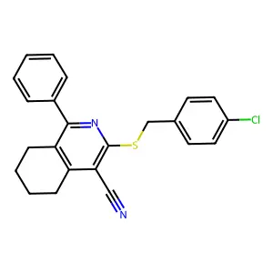 3-((4-Chlorobenzyl)thio)-1-phenyl-5,6,7,8-tetrahydroisoquinoline-4-carbonitrile structure