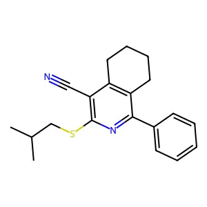 3-[(2-methylpropyl)sulfanyl]-1-phenyl-5,6,7,8-tetrahydroisoquinoline-4-carbonitrile structure