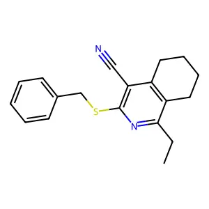 3-(Benzylsulfanyl)-1-ethyl-5,6,7,8-tetrahydroisoquinoline-4-carbonitrile structure