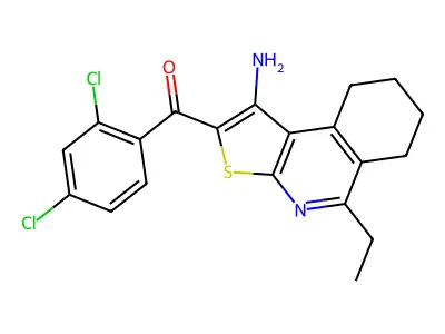 (1-amino-5-ethyl-6,7,8,9-tetrahydrothieno[2,3-c]isoquinolin-2-yl)(2,4-dichlorophenyl)methanone structure