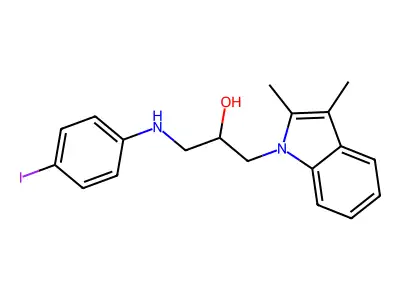 1-(2,3-dimethyl-1H-indol-1-yl)-3-[(4-iodophenyl)amino]propan-2-ol structure