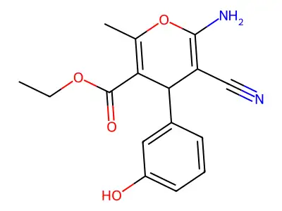 ethyl 6-amino-5-cyano-4-(3-hydroxyphenyl)-2-methyl-4H-pyran-3-carboxylate structure