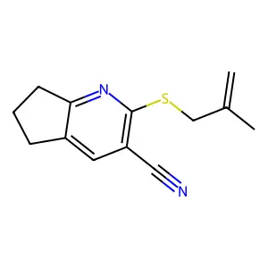 2-(2-methylallylthio)-1-pyrindan-3-carbonitrile structure