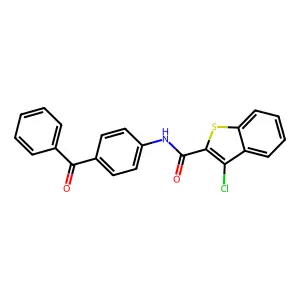 N-(4-benzoylphenyl)-3-chloro-1-benzothiophene-2-carboxamide structure