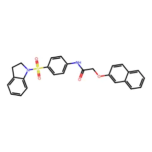 N-(4-(indolin-1-ylsulfonyl)phenyl)-2-(naphthalen-2-yloxy)acetamide structure