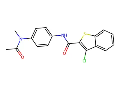 N-{4-[acetyl(methyl)amino]phenyl}-3-chloro-1-benzothiophene-2-carboxamide structure