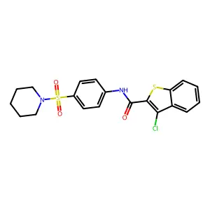 3-chloro-N-[4-(1-piperidinylsulfonyl)phenyl]-1-benzothiophene-2-carboxamide structure