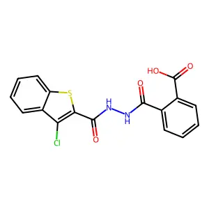2-({2-[(3-Chloro-1-benzothien-2-yl)carbonyl]hydrazino}carbonyl)benzoic acid structure