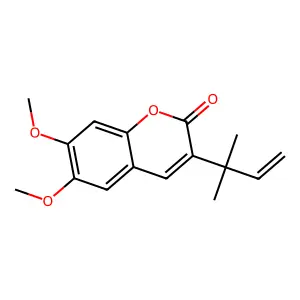 3-(1,1-Dimethyl-2-propen-1-yl)-6,7-dimethoxy-2H-1-benzopyran-2-one structure