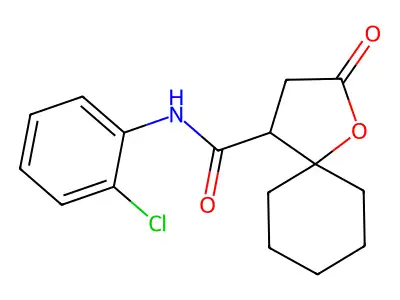 N-(2-chlorophenyl)-2-oxo-1-oxaspiro[4.5]decane-4-carboxamide structure