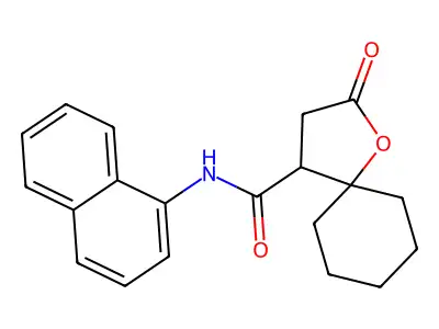 N-(1-naphthyl)-2-oxo-1-oxaspiro[4.5]decane-4-carboxamide structure