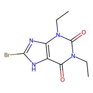 8-bromo-1,3-diethyl-7H-purine-2,6-dione structure