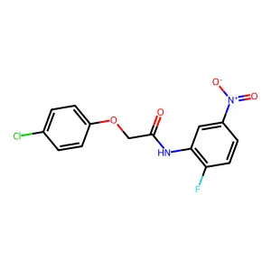 2-(4-chlorophenoxy)-N-(2-fluoro-5-nitrophenyl)acetamide structure