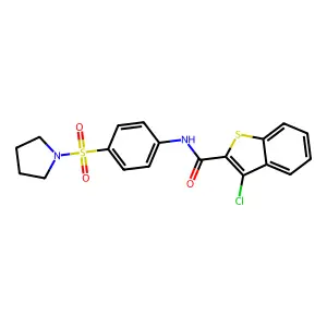 3-chloro-N-[4-(pyrrolidine-1-sulfonyl)phenyl]-1-benzothiophene-2-carboxamide structure