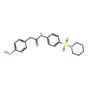 2-(4-methoxyphenyl)-N-[4-(1-piperidinylsulfonyl)phenyl]acetamide structure