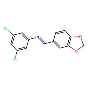 N-[(E)-1,3-benzodioxol-5-ylmethylidene]-3,5-dichloroaniline structure