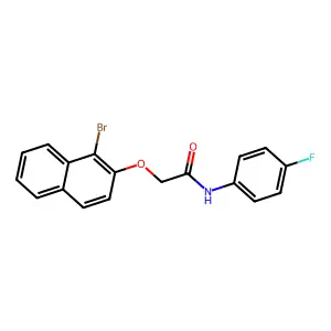 2-[(1-bromo-2-naphthyl)oxy]-N-(4-fluorophenyl)acetamide structure