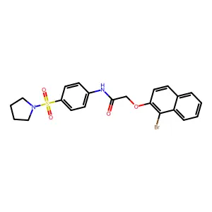 2-[(1-bromo-2-naphthyl)oxy]-N-[4-(1-pyrrolidinylsulfonyl)phenyl]acetamide structure