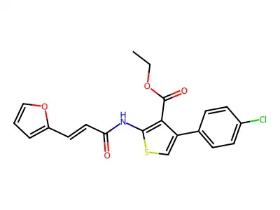(E)-ethyl 4-(4-chlorophenyl)-2-(3-(furan-2-yl)acrylamido)thiophene-3-carboxylate structure