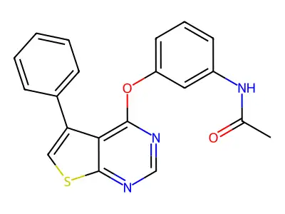 N-[3-({5-phenylthieno[2,3-d]pyrimidin-4-yl}oxy)phenyl]acetamide structure