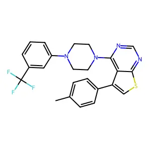 5-(4-methylphenyl)-4-{4-[3-(trifluoromethyl)phenyl]-1-piperazinyl}thieno[2,3-d]pyrimidine structure