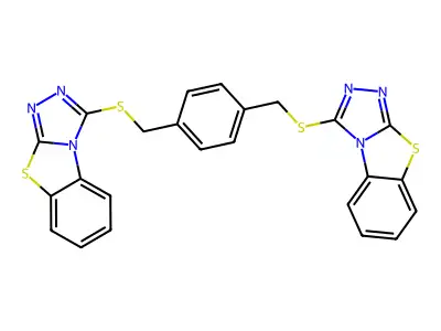 1,4-bis((benzo[4,5]thiazolo[2,3-c][1,2,4]triazol-3-ylthio)methyl)benzene structure